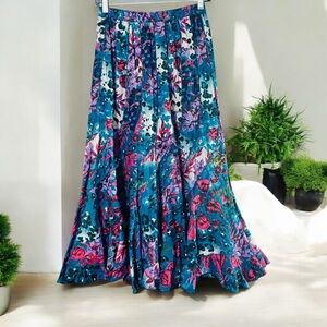 Bohemian Café Floral Blue and Pink Skirt size Small